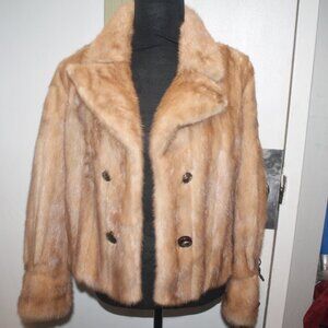 Timeless Honey Genuine Mink Fur Swing Cropped Coat Jacket M